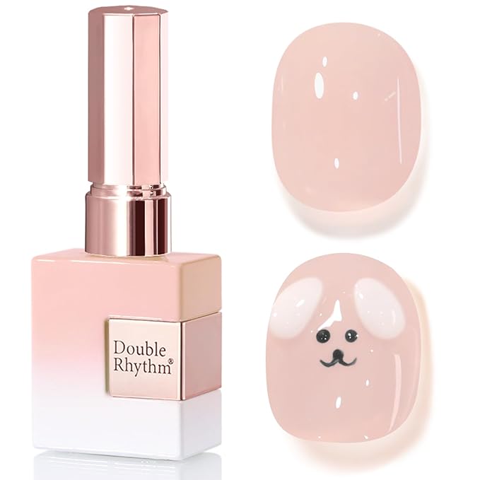 Double Rhythm 0.50 OZ Translucent Gel Polish Same Color Same Bottle Sheer Pastel Neutral Natural Milky 15 ML Jelly UV Nail Art DIY at Home (Nude Pink-A1626)-VivaGrace Women