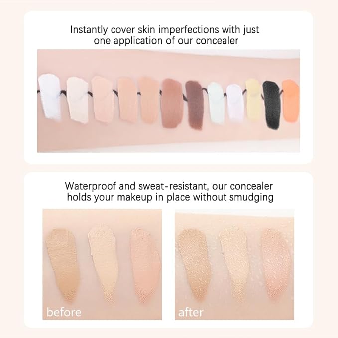 Mallofusa Single Color Face Makeup Concealer Foundation Palette Moisturizing 0.49oz (Black)-VivaGrace Women