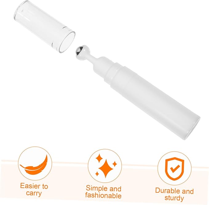 balacoo Creami Buttercream Essential Oil Eye Creams Refillable Cream Bottle Empty Roller Ball Applicator Eye Cream Applicator White Portable Acrylic Dispensing Bottle Travel-VivaGrace Women