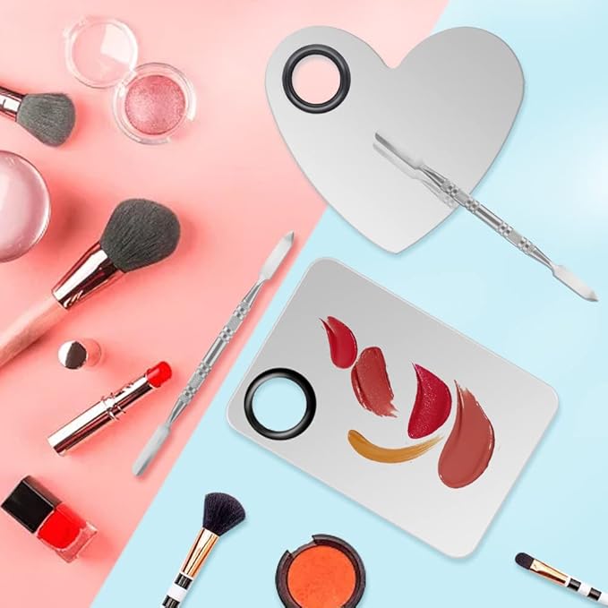 Makeup Palette Lipstick Applicator with Spatula Lip Gloss Brush Makeup Tool Set Suitable for Lipstick, Foundation and Other Cosmetic Color Mixing(Makeup Palette Set)-VivaGrace Women