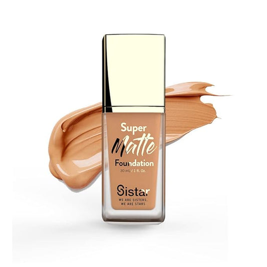 Sistar Super Matte Foundation Perfecting Liquid Foundation Full Coverage Control Shine Weightless Longwearing 30 mL / 1 fl. oz. (Caramel)-VivaGrace Women