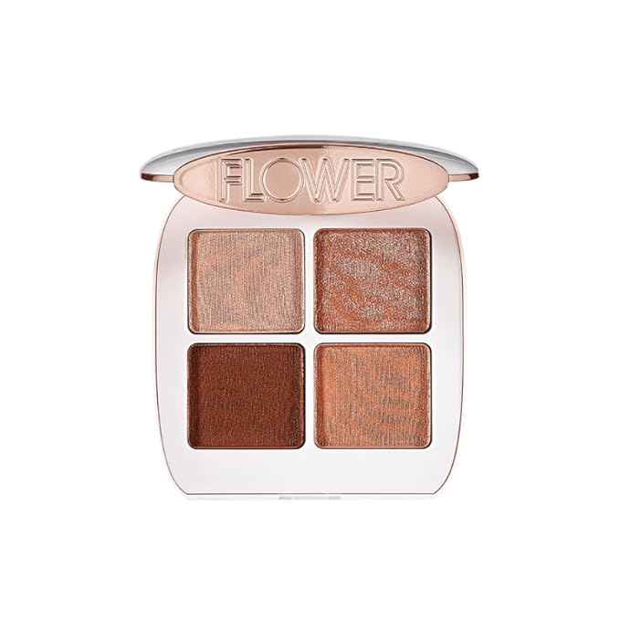 FLOWER Beauty Petal Play Eyeshadow Palette- Travel-Size + Everyday Use - Four Neutral Shades + Perfect For On-The-Go - Matte + Shimmer - Cruelty-Free + Vegan (Gilded Lily)-VivaGrace Women