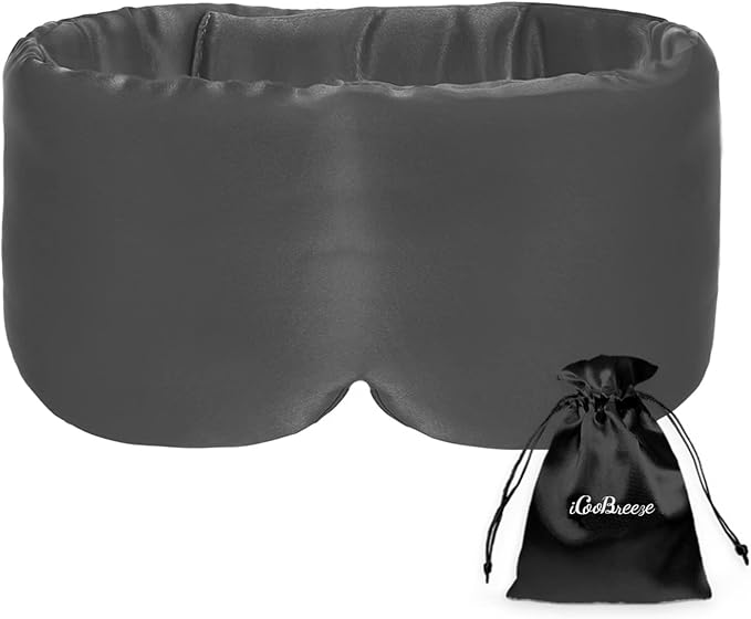 100% Handmade Bamboo Sleeping Eye Mask for Women for Men,Night Masks,Organic Sleep Mask,Blockout Eye Mask for Sleeping,Large Size Adjustable (1 PC, Dark Grey)-VivaGrace Women