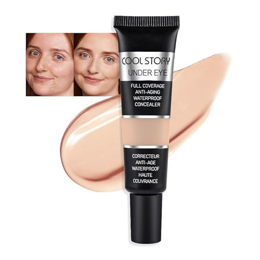 Kaely under Eye Concealer Full Coverage,Waterproof Concealer for Dark Circles,Puffiness,Redness,Cream Foundation Eye Brightener Serum,Color corrector de ojeras,Anti Aging,Natural Matte Finish,Neutral-VivaGrace Women