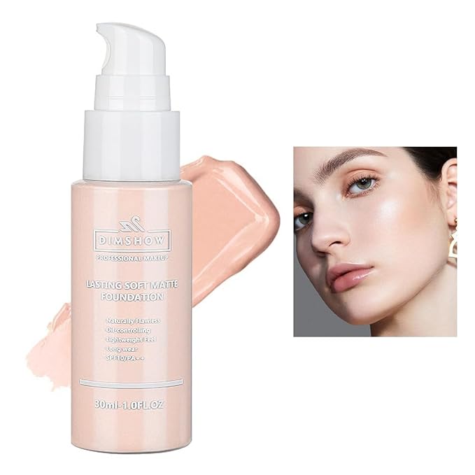 Flawless Matte Liquid Foundation Makeup, Vegan & Cruelty-Free, Liquid Oil-Free Foundation Face Makeup for Combination & Oily Skin, Longwear Medium-Full Coverage (01, 30ml)-VivaGrace Women
