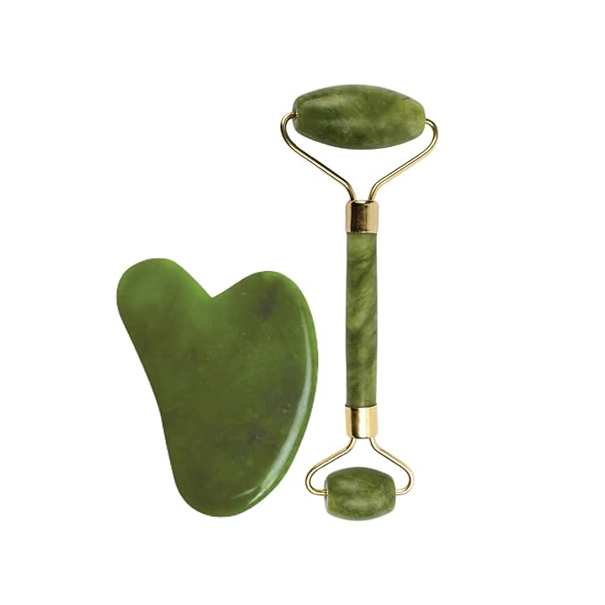 Saturn by GHC Authentic Rose Quartz Jade Roller & Gua Sha Set – Premium Facial Massage Tools for Skin Revitalization and Toning-VivaGrace Women