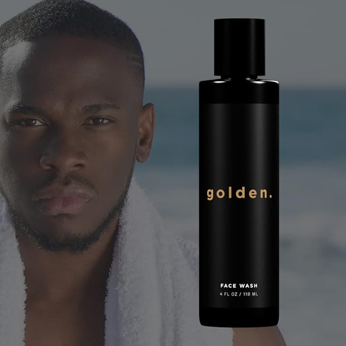 Golden Grooming Co. Men Face Wash with Aloe Vera & Vitamin E - Facial Cleanser for Men - Organic & Nature-Based - Ideal for Sensitive and Oily Skin - Rich Foaming Daily Cleanser - 4 oz.-VivaGrace Women