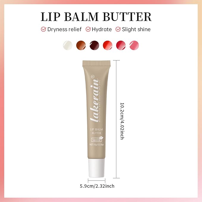 Erinde Lip Butter Balm, Moisture Hydration Lip Butter Gloss, Sheer Tinted Lip Mask and Lip Balm, Soothing Lip Treatment Care Makeup, Shine Lip Glow Oil for Dry, Chapped Lips, 01 Vanilla-VivaGrace Women