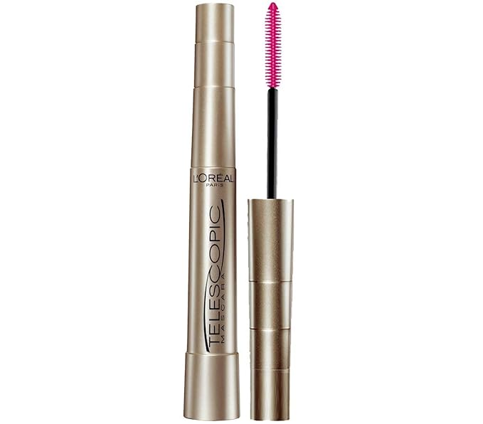 L'Oreal Paris Makeup Telescopic Original Lengthening, Lash Separating Mascara with Dual Precision Brush, Washable, Blackest Black, 0.27 Fl Oz., 2 Count