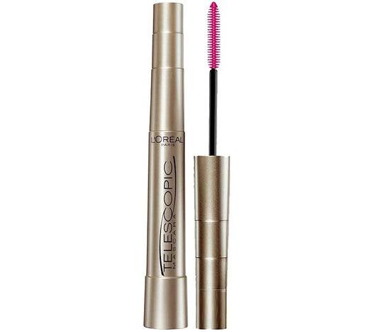 L'Oreal Paris Makeup Telescopic Original Lengthening, Lash Separating Mascara with Dual Precision Brush, Washable, Blackest Black, 0.27 Fl Oz., 2 Count