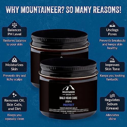 Mountaineer Brand Ultimate Bald Head Care Gifts Bundle For Men | All Natural 5 Step Skin Care for Healthy Scalp & Face | Exfoliate Scrub | Cleanse Wash | Shine Away | Moisturizing Balm | Detox-VivaGrace Women