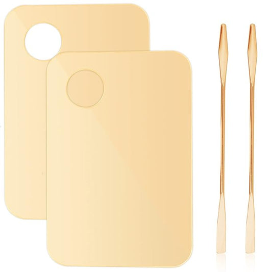2Pcs Acrylic Makeup Mixing Palette with 2 Pcs Makeup Spatula, Foundation Mixing Tray Cosmetic Palette Mixer Makeup Palette for Foundation, Makeup Mixing Tray for Mixing Eye Shadow Lipsticks Nail Art-VivaGrace Women