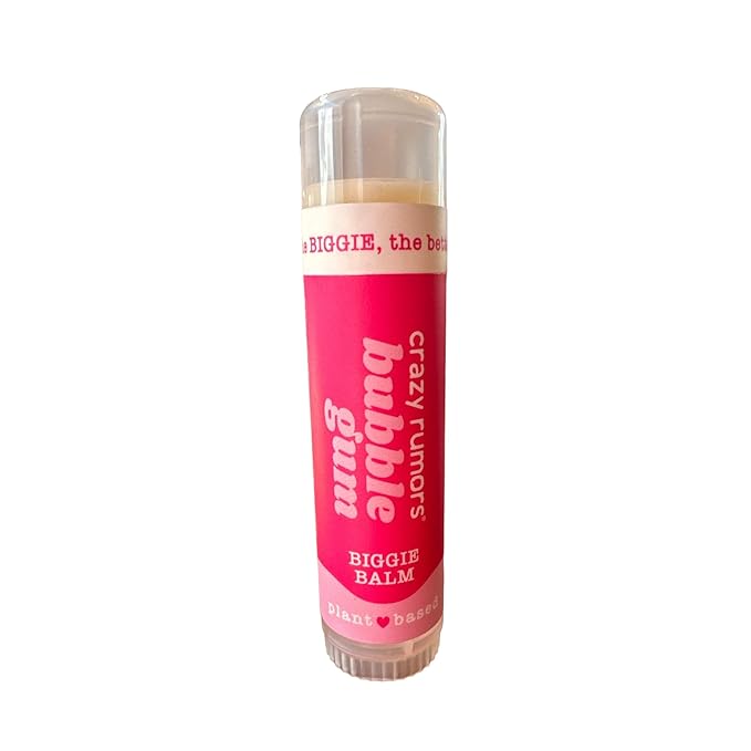 Crazy Rumors Biggie Bubble Gum Flavored All Natural, Plant Based Lip Balm to Moisturize and Nourish your Lips - Bubble Gum Tube 0.6 oz (4x Larger than standard 0.15 oz lip balm)-VivaGrace Women