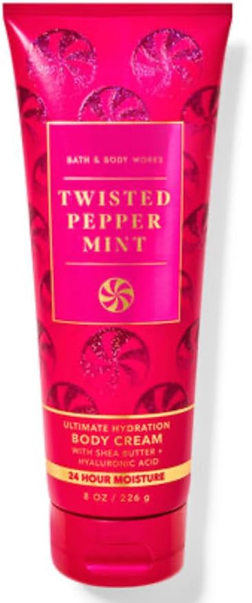 Bath & Body Works - 3 Piece Bundle - Spray - Body Cream - Shower Gel - Full Size and Gift Bag HELLO GORGEOUS (Twisted Peppermint)-VivaGrace Women