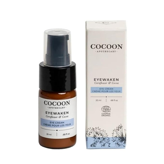 Eyewaken Eye Cream, Ecocert Cosmos Organic, Smooth Fine Lines, Firm + Protect, Cornflower, Cocoa, Argan Oil, Grapeseed Oil, Almond Oil, 0.68 fl oz-VivaGrace Women