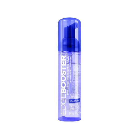 Style Factor EDGE BOOSTER Extra Strength Setting Mousse – Frizz Control, Extra Volume, and Conditioning – 2.5oz Blue Sapphire Mousse for Curly Hair-VivaGrace Women
