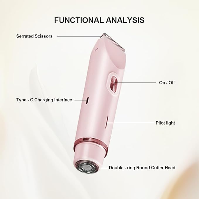 2 in 1 Womens Body Shaver,2025 Glow Aura Electric Razor, Dual Head Shaver Women, Electric Razor for Womens Legs, IPX7 Waterproof Wet & Dry Use Body Intimate Areas,Pink-VivaGrace Women