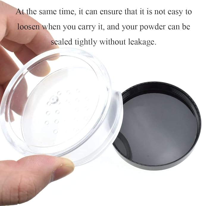 HAHIYO 3Pcs 30ml/1oz Plastic Empty Travel Compact Case Makeup Cosmetic Jar Refillable Powder Box No Leak Holder with Common Sifter and Black Screw Lid-VivaGrace Women