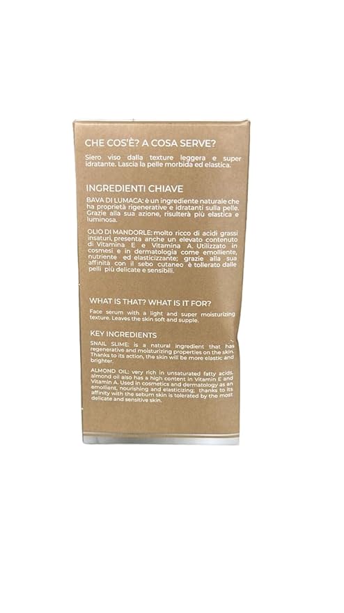 Siero Occhi e Labbra ala Bava di Lumaca e Olio di Mandorle with Snail Slime and Almond Oil for All Skin Types, 30 ml (Fl Oz 1.0) 1 unit - Made in Italy [italian import].-VivaGrace Women
