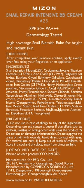 MIZON Snail Repair Blemish Balm, Multifunctional BB Cream with Snail Mucus Filtrate, Skin Care and Makeup Coverage, Strenghtens Skin Elasticity, Improves Fine Wrinkles (#23)-VivaGrace Women