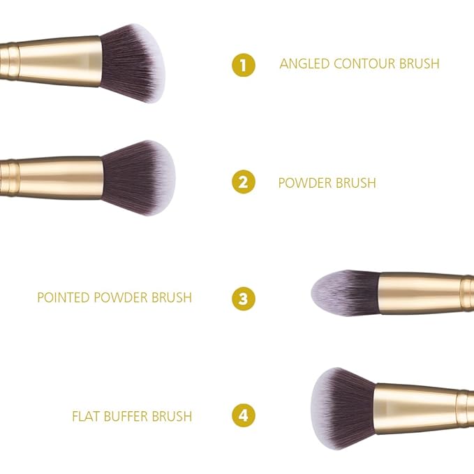 DUcare Makeup Brushes Duo End Foundation Powder Buffer and Contour Brush Synthetic Cosmetic Tools 2Pcs-VivaGrace Women