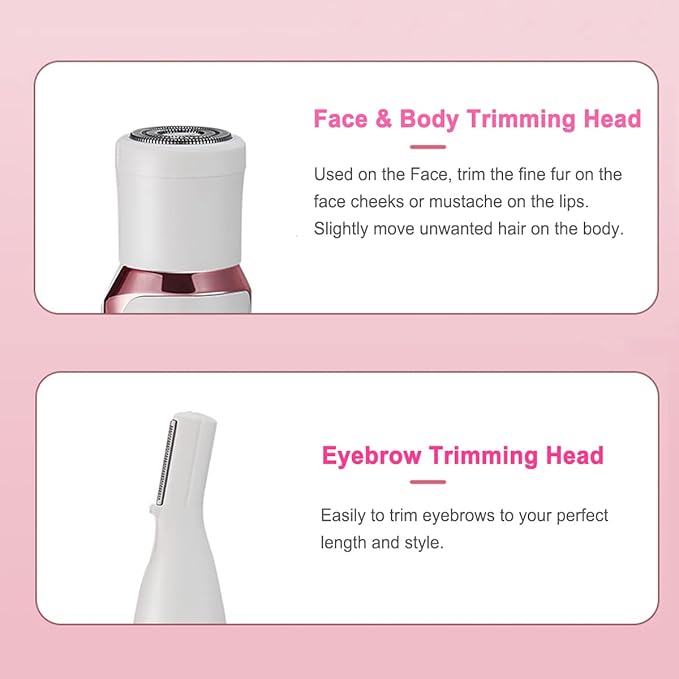 Bikini Trimmer for Women, Electric Razor Hair Shaver for Face Nose Eyebrow Beard Mustache Arm Leg Armpit Bikini, Replaceable Lady Facial Razor, Painless Rechargeable 4 in 1 Women Body Shaver for Trip-VivaGrace Women