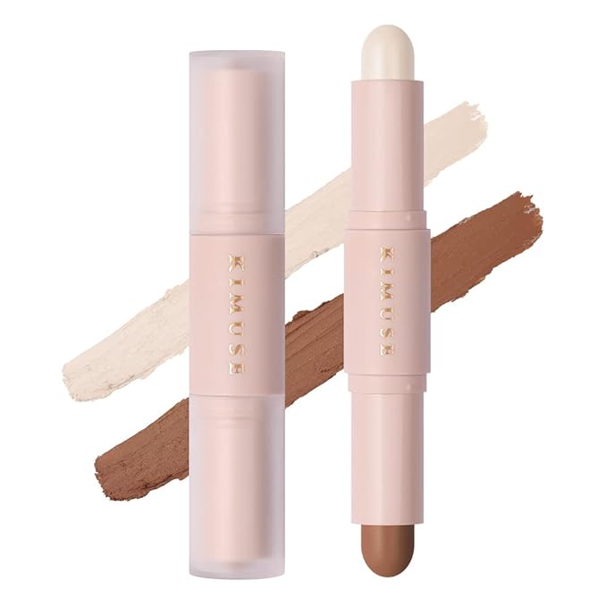 KIMUSE 2 Color Dual Cream Contour Stick, Highlight & Contour Bronzer Stick, Long Lasting & Waterproof Contour Sticks Kit for Light Skin Face Makeup-VivaGrace Women