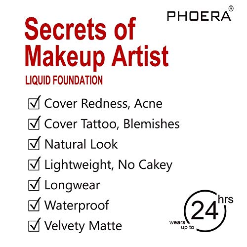 AQUAPURITY PHOERA Full Coverage Foundation New Formula Waterproof Long Lasting Oil Free Velvet Matte Liquid Foundation for Oily Skin Flawless Makeup Base Cream Concealer (101 Porcelain)-VivaGrace Women