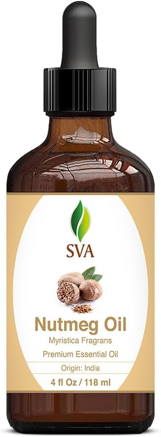 SVA Nutmeg Essential Oil – 4 Fl Oz – 100% Natural Nutmeg Oil - for Diffuser, Hair Care, Face, Skin Care, Aromatherapy, Scalp and Body Massage, Soap and Candle Making – with Dropper-VivaGrace Women