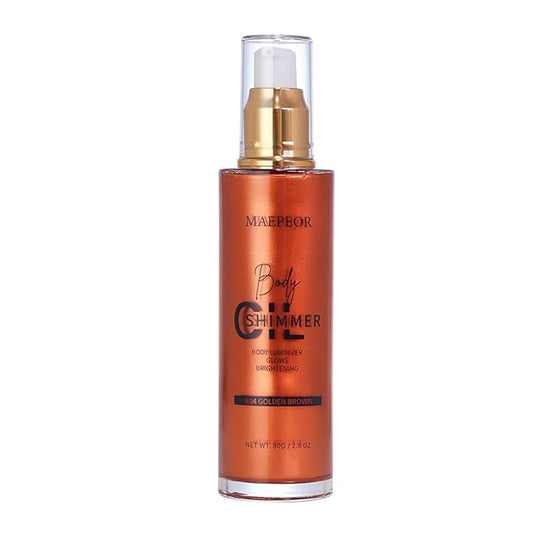 MAEPEOR Shimmer Body Luminizer 5 Colors Moisturizing Glow Illuminator Smooth and Non-sticky Summer Body Highlighter For Face & Body (80ML, 04 Golden Brown)-VivaGrace Women