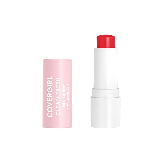 CoverGirl Clean Fresh Tinted Lip Balm, Vegan Formula, Hydrating, Natural Finish, Cruelty Free, You're the Pom, 1 Count-VivaGrace Women