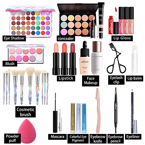 Professional All In One Makeup set, Cosmetic, Makeup kits for teenagers 14-16, Makeup kit for women full kit, Include Eyeshadow Palette Lipstick Eyebrow Pencil Brush(34pcs)-VivaGrace Women