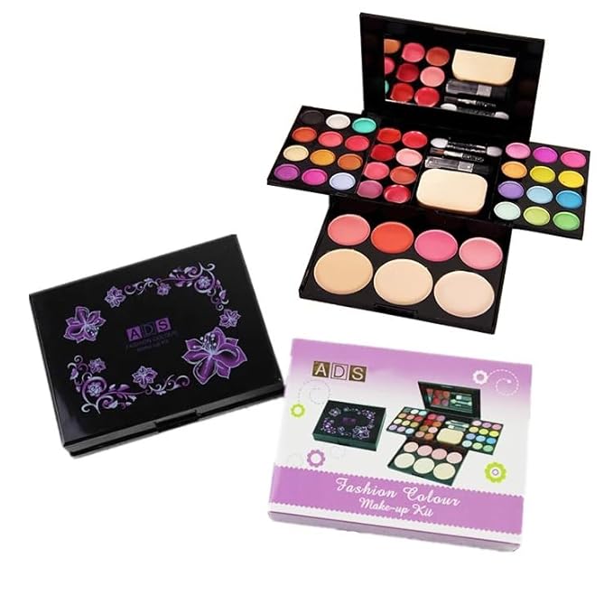 Ladies vegan girl makeup kits all in one box set cosmetic Eye shadow Palette matte gift makeup kit full blush makeup set (Multi Colored)-VivaGrace Women