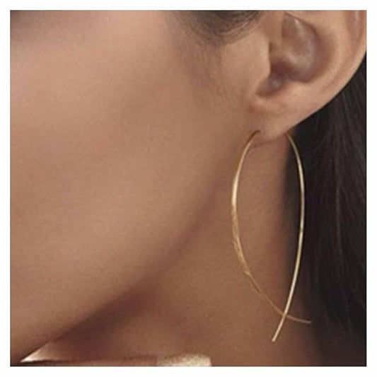 Boho Thin Arch Hoop Earrings Gold Threader Wire Earrings Open Hoop Earrings Minimal Everyday Earrings Jewelry for Women and Girls-VivaGrace Women