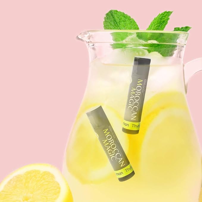 Moroccan Magic Organic Lemon Thyme Lip Balm 3 Pack | Ultra-Hydrating Argan & Essential Oil Lip Moisturizer + Vitamin E | Natural Chapstick for Dry Lips | Smooth, Non-Toxic | Organic Lip Balm-VivaGrace Women