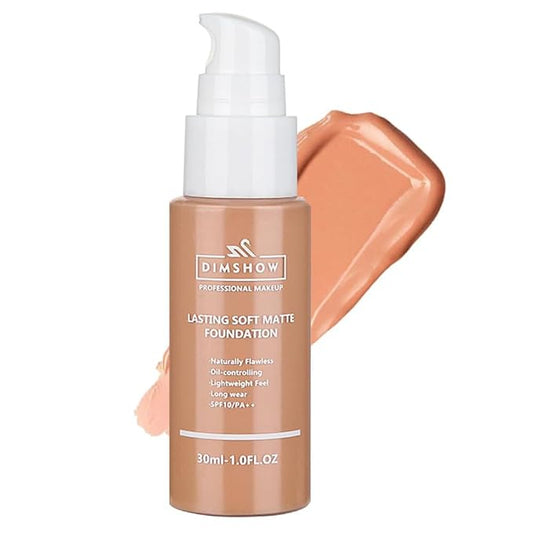 Flawless Matte Liquid Foundation Makeup, Vegan & Cruelty-Free, Liquid Oil-Free Foundation Face Makeup for Combination & Oily Skin, Longwear Medium-Full Coverage (08, 30ml)-VivaGrace Women