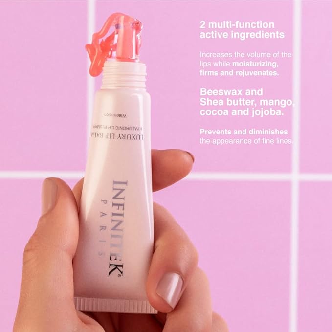 Infinitek Paris Luxury Lip Balm with Hyaluronic Acid - Hydrating Lip Gloss Plumper, Volumizing Tinted Lip Balm Makeup, Plumping Lip Gloss to Nourish & Repair Damaged Lips, 0.33 oz / 9.35 g-VivaGrace Women