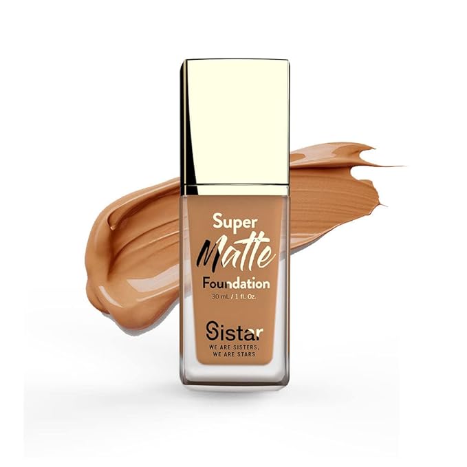 Sistar Super Matte Foundation Perfecting Liquid Foundation Full Coverage Control Shine Weightless Longwearing 30 mL / 1 fl. oz. (Almond)-VivaGrace Women