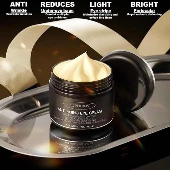 SUPERBUS Anti Aging Eye Cream, Anti Wrinkle, Fade Fine Lines, Reduce Bags and Light / Dark Circle Under the Eyes, Firming Around the Eyes-VivaGrace Women