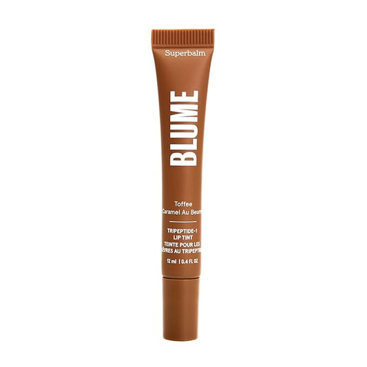 Blume Tri-Peptide Toffee Soft Brown Tinted Lip Balm - Superbalm Lip Moisturizer with Shea Butter and Squalane to Deeply Hydrate & Heal Dry, Cracked Lips - Cruelty Free & Vegan Lip Plumper (0.4 Fl Oz)-VivaGrace Women