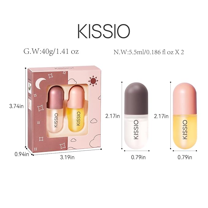 KISSIO Lip Plumper Set,Natural Lip Plumper,Lip Care, Lip Plumper Gloss,Lip Moisturizing Beautiful,Day Ues And Night Ues Set(2PCS)-VivaGrace Women