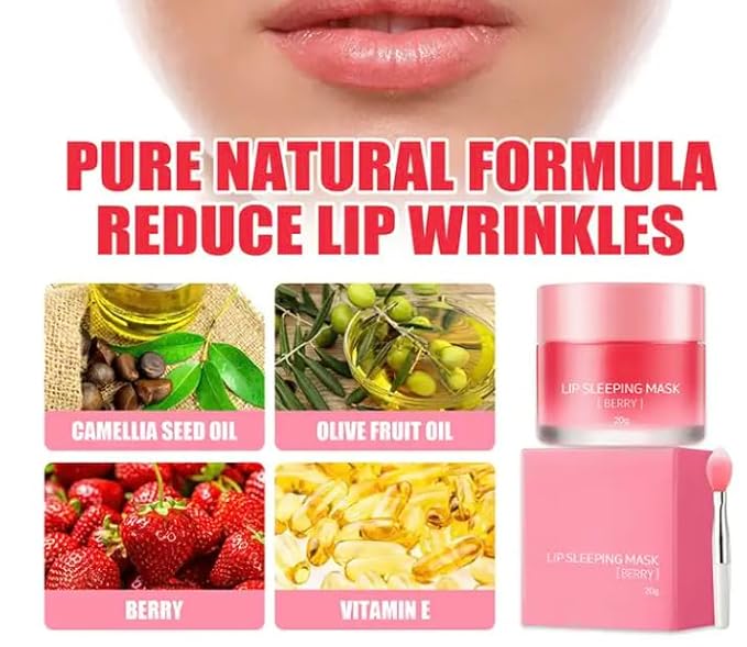 Lip Sleeping Mask | Made With Lip Plump Complex of Collagen, Vitamin C, Hyaluronic Acid & Coconut Oil | Moisturize & Nourish Dry, Chapped Lips | Organic, Vegan & Cruelty Free-VivaGrace Women