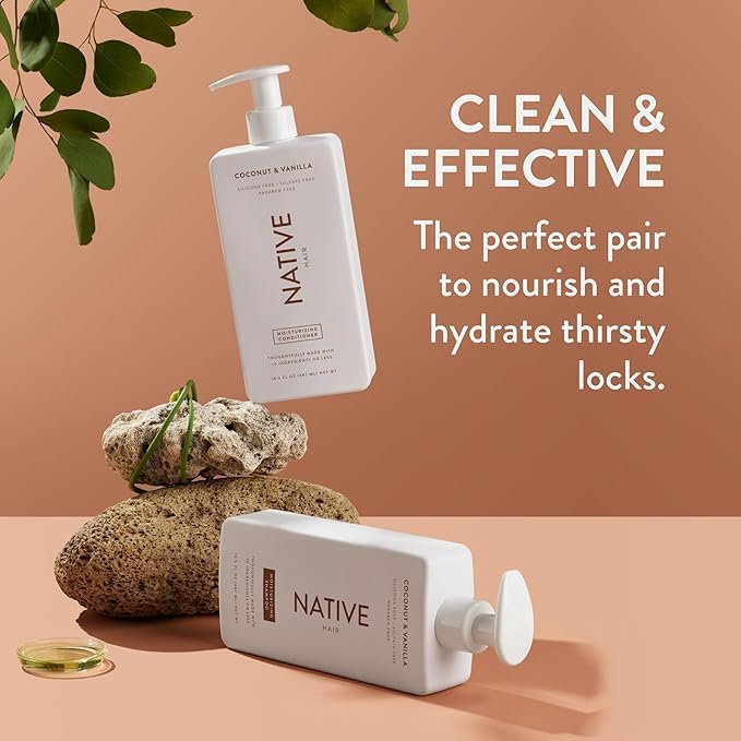 Native Coconut & Vanilla Shampoo and Conditioner Contain Naturally Derived Ingredients | All Hair Types, Color & Treated, Fine to Dry Damaged, Sulfate & Dye Free - 2-Pack-VivaGrace Women