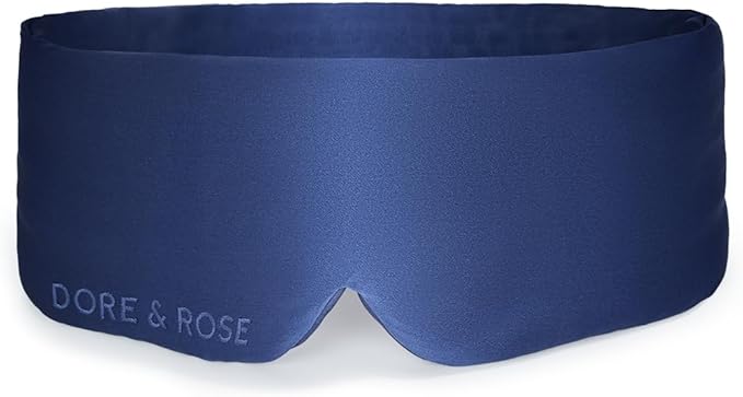 Dore & Rose Deep Sleep Mask Light Blocking, 23 Momme Mulberry Silk Eye Mask, Ultra Soft, Adjustable - Travel Sleeping Mask for Men & Women - Dark Blue-VivaGrace Women