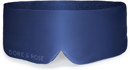 Dore & Rose Deep Sleep Mask Light Blocking, 23 Momme Mulberry Silk Eye Mask, Ultra Soft, Adjustable - Travel Sleeping Mask for Men & Women - Dark Blue-VivaGrace Women