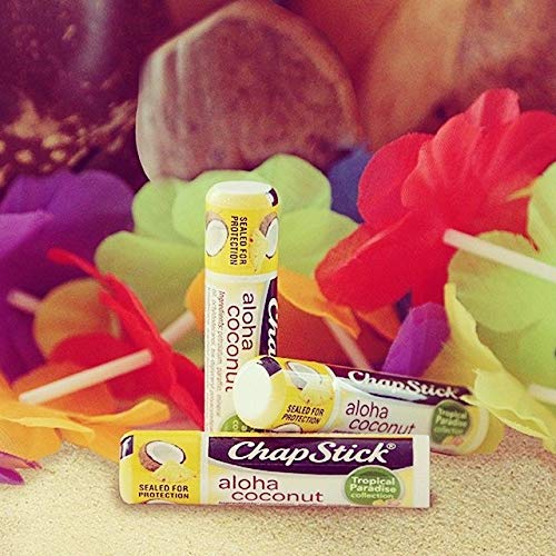 Chapstick Limited Edition Tropical Paradise Collection Aloha Coconut Flavored Skin Protectant Lip Balm Tube - Great for Moisturizing & Hydrating Chapped, Cracked, Dry Lips â€“ 0.15oz Each, 12 Sticks-VivaGrace Women