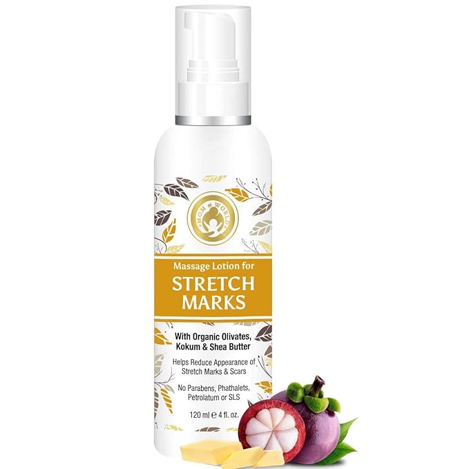Mom & World Massage Lotion For Stretch Marks -120ml - With Organic Olivates, Kokum & Shea Butter-VivaGrace Women
