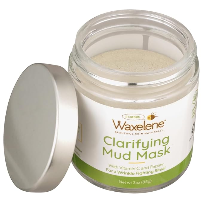 Waxelene Clarifying Mud Mask Dry Blend - Wrinkle Fighting Ritual Cleans Pores Hydrates Nourishes Skin Vitamin C Papaw Bentonite French Green Clay-VivaGrace Women