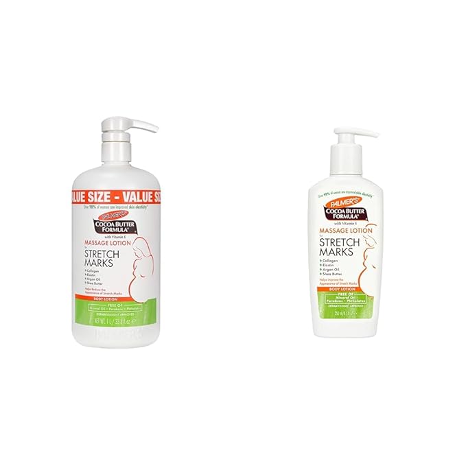 Palmer's Cocoa Butter Pregnancy Stretch Mark Lotion with Shea Butter, Oils, Collagen, and Elastin, 33.8 and 8.5 Ounces-VivaGrace Women