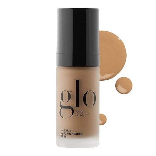 Glo Skin Beauty Luminous Liquid Mineral Foundation Makeup with SPF 18 (Brûlée) - Improves Uneven Skin Tone, Smooths & Corrects Imperfections, Sheer to Medium Coverage, Dewy Finish-VivaGrace Women